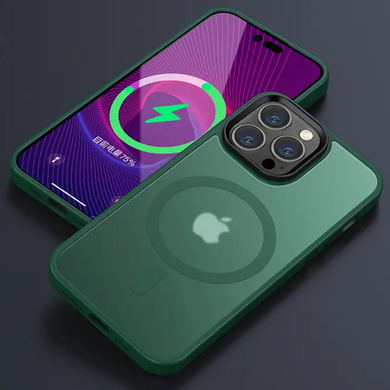 TPU+PC чохол Metal Buttons with MagSafe Colorful для Apple iPhone 12 Pro Max зелений  фото